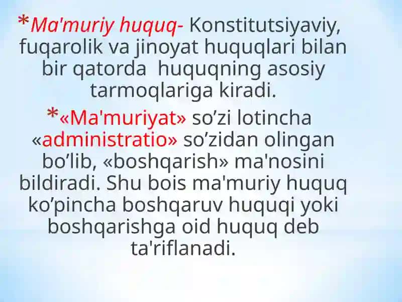 Ma'muriy huquqning manbalar va ularning turlari 2