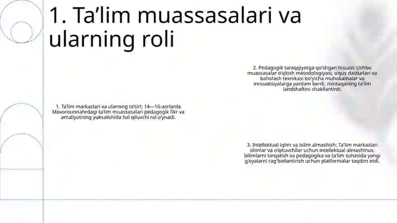 14-16 Asrlarda Movorounnahrda Ta'lim Tarbiya Va Pedagogika Fikr Taraqqiyotiga Ta'Siri 2