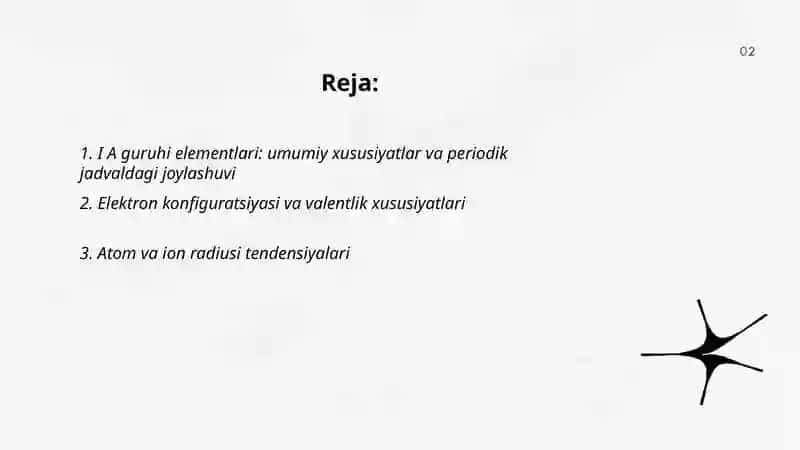 Davriy sistemaning birinchi A guruh elementlari 2