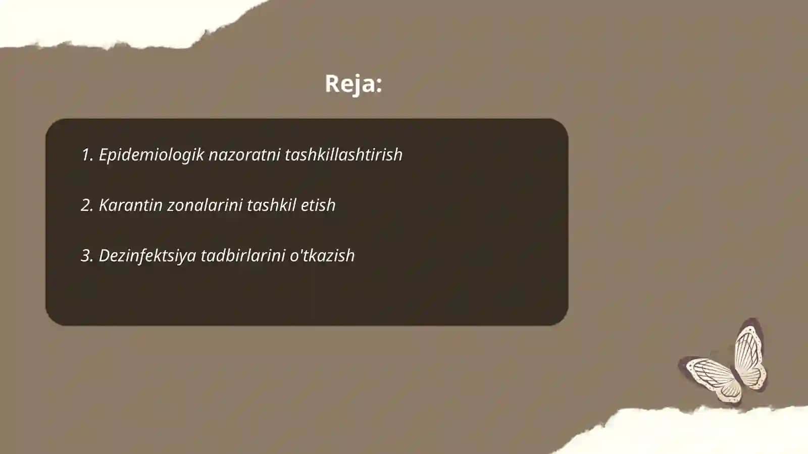 Epidemiologik nazoratni tashkillashtirish 2