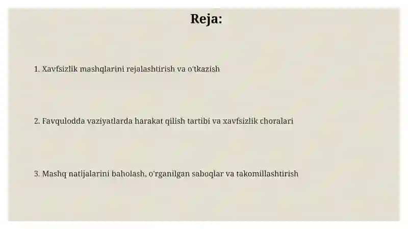 Saf mashqlarini o'tkazish metodikasi 2