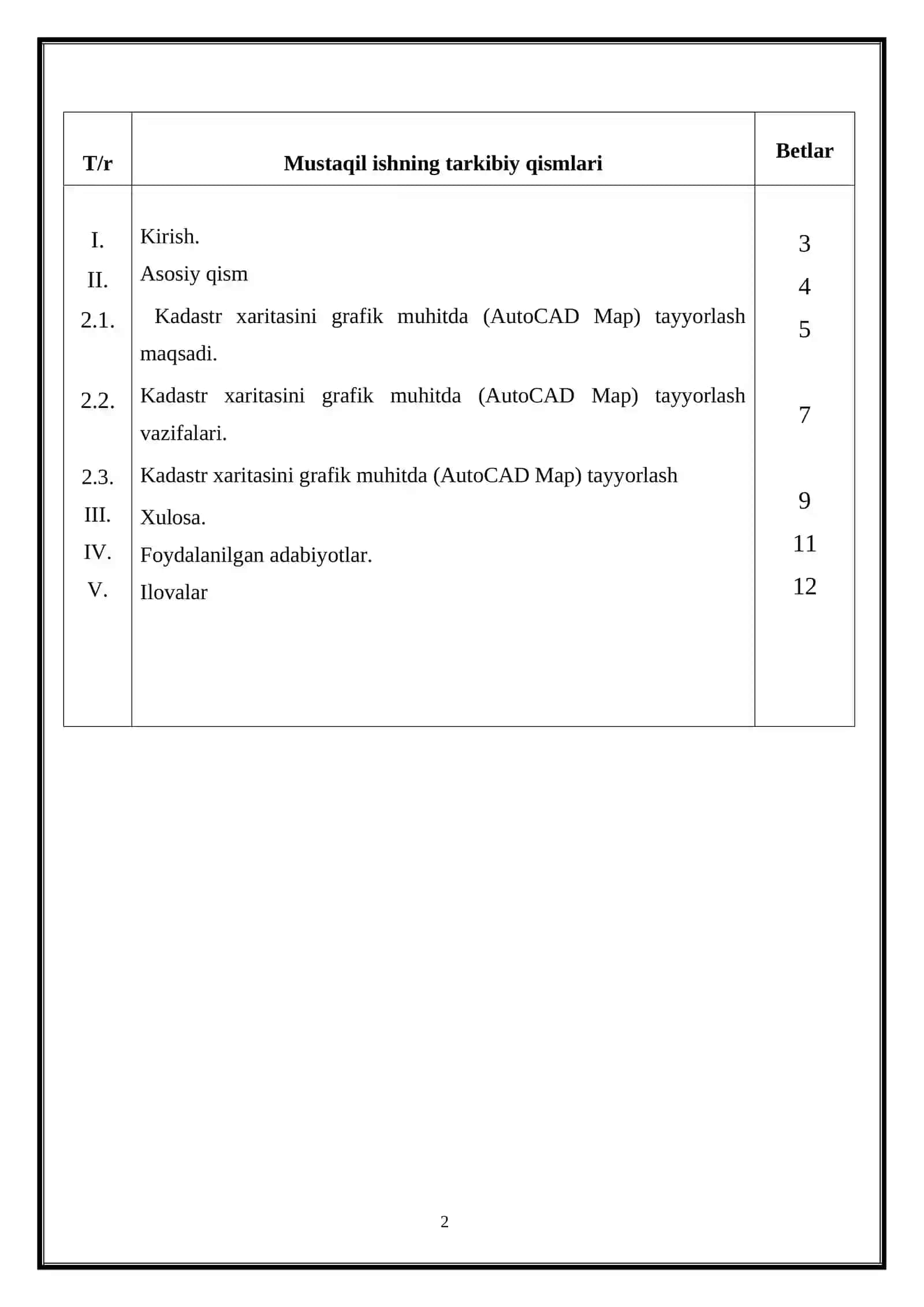 Kadastr xaritasini grafik muhitda (AutoCAD Map) tayyorlash 2