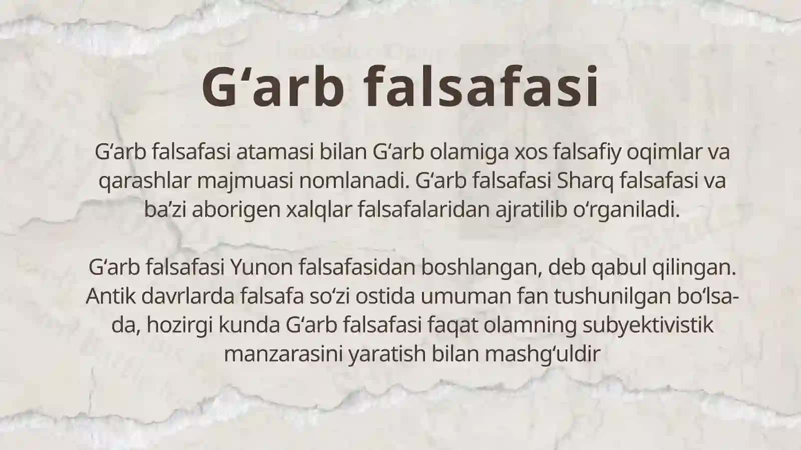 G‘ARB FALSAFASI 2