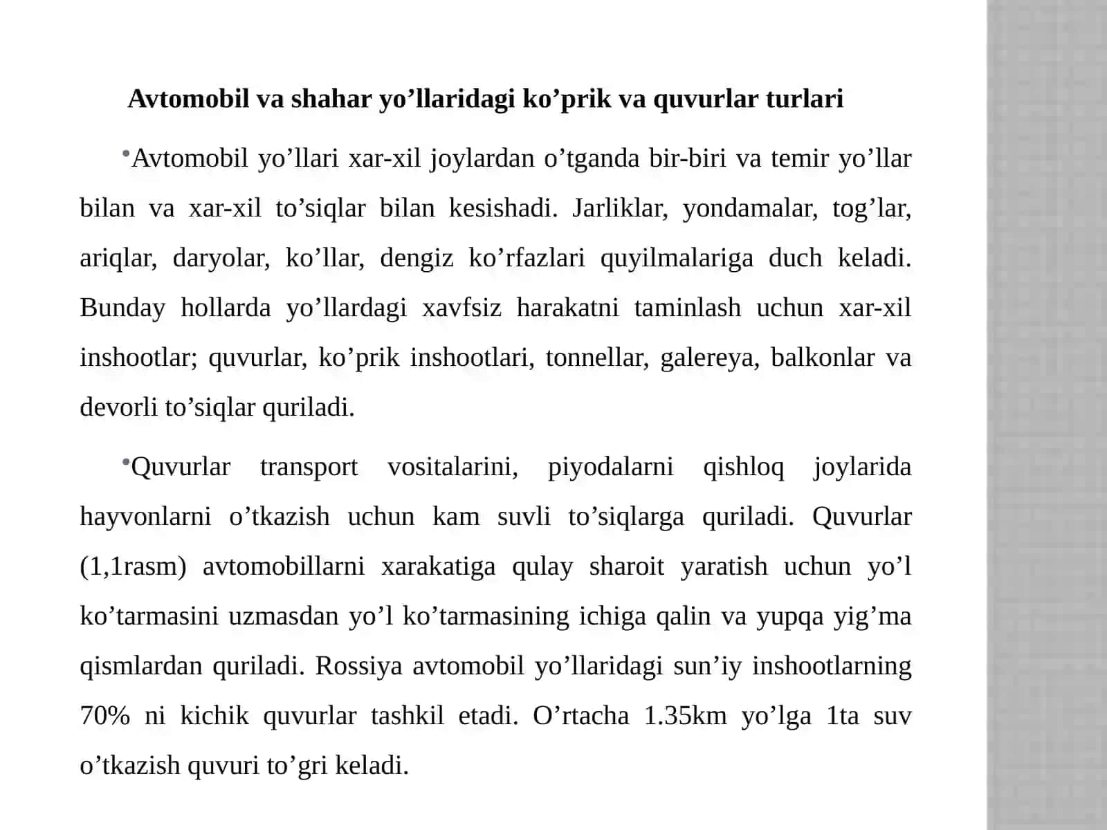 Avtomobilyo‘llari haqida umumiy tushunchalar 2