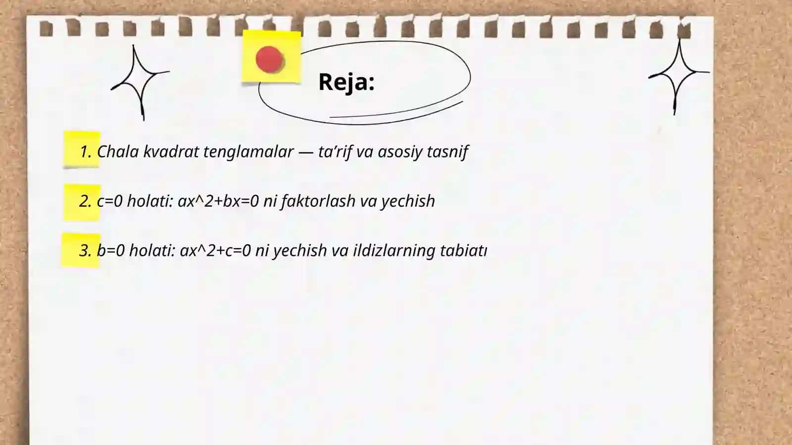 Chala kvadrat tenglmalar 2