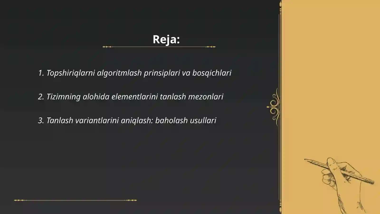 Topshiriqlarni algoritmlash 2