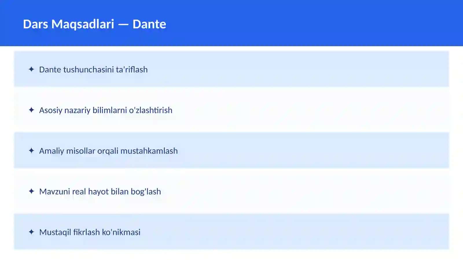 Shekspir O'qituvchilar va talabalar uchun dars ishlanma 2