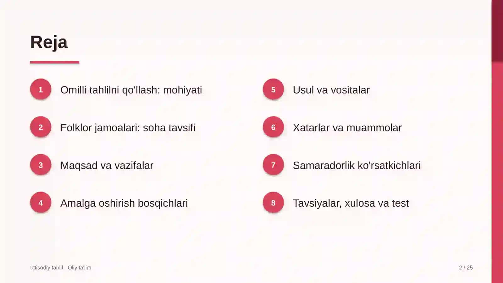 Folklor jamoalarida omilli tahlilni qo'llash 2