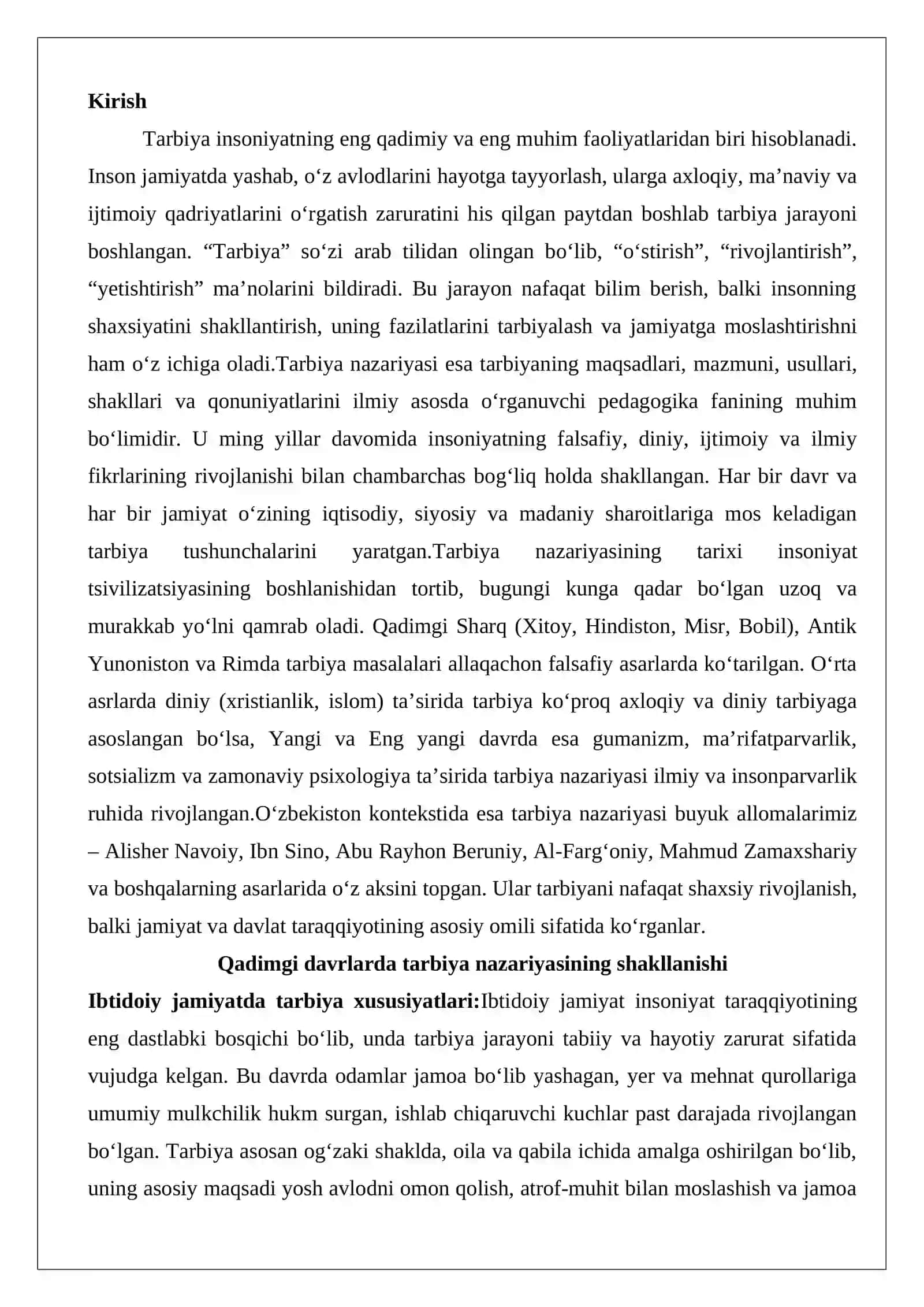 Tarbiya nazariyasining tarixi 2