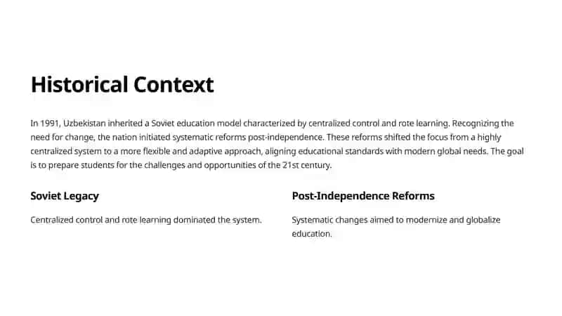 Education System of Uzbekistan: Transformation and Vision 2