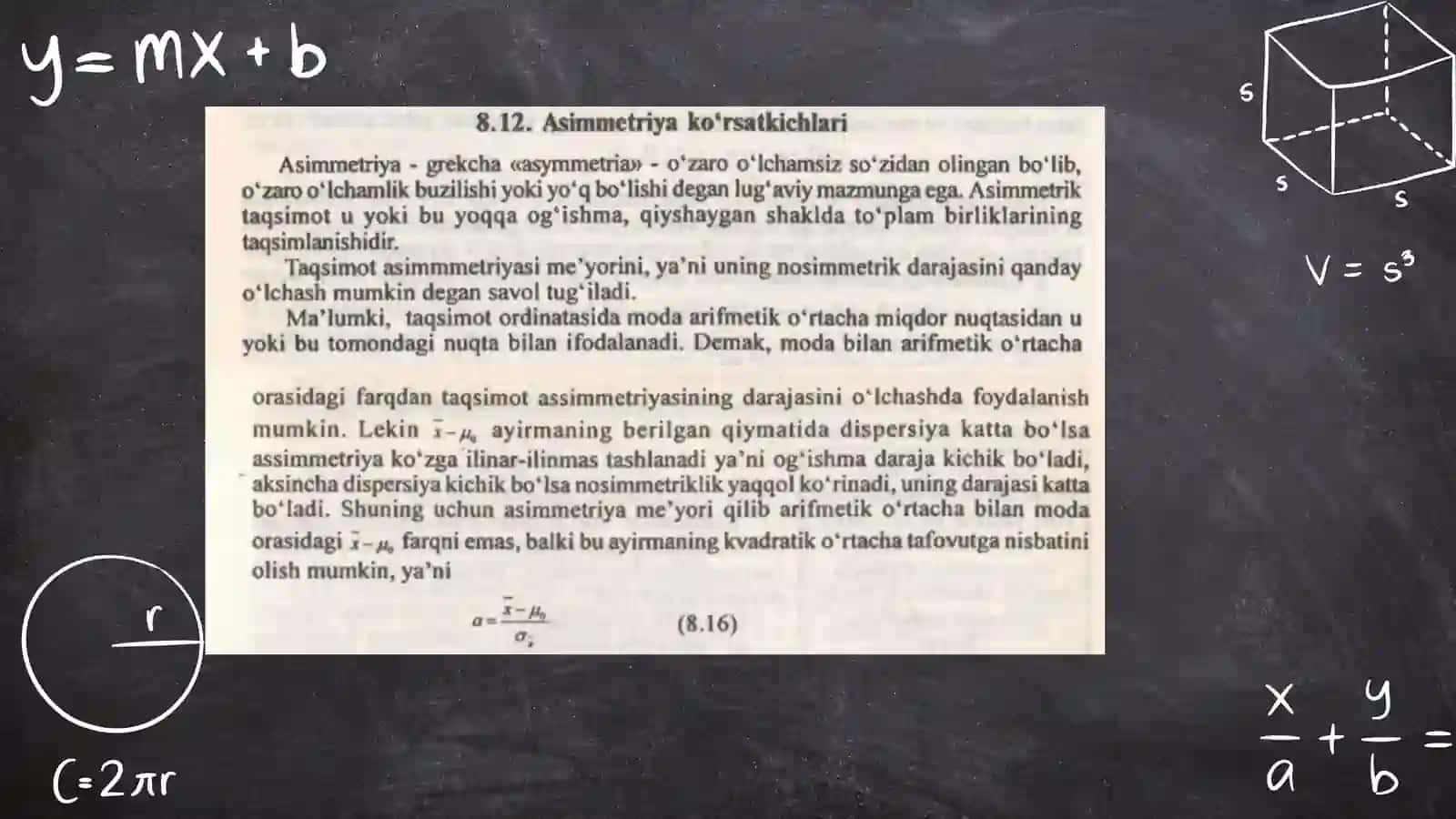 Assimetriya koeffisiyentiga doim misollar yechish 2
