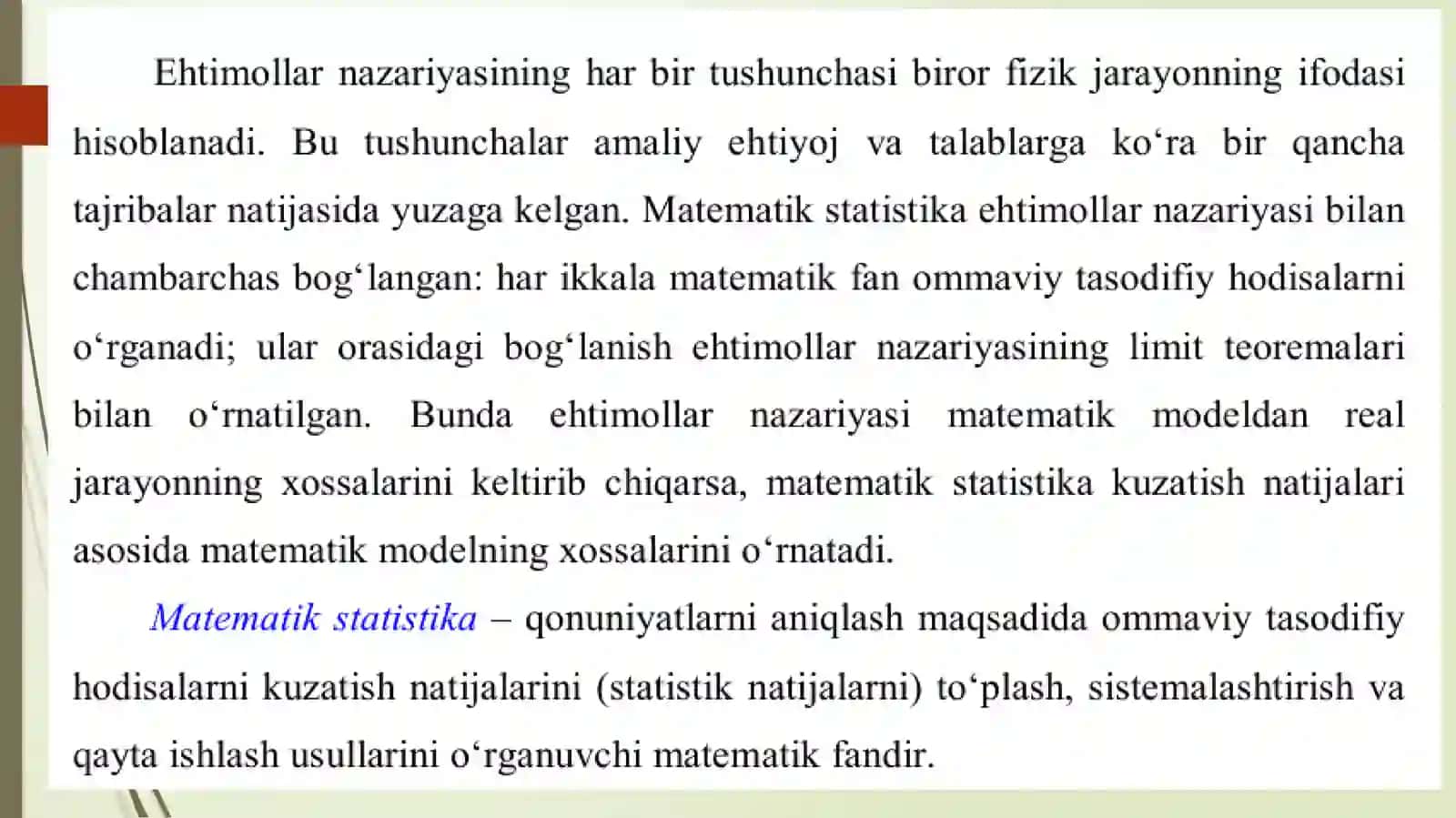 MATEMATIKA STATISTIKA ELEMENTLARI 2
