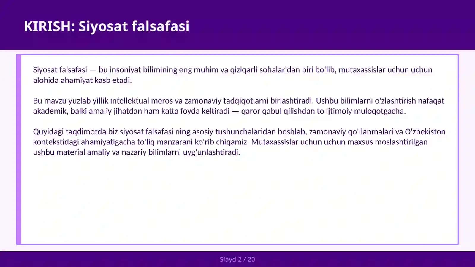 SIYOSAT FALSAFASI 2