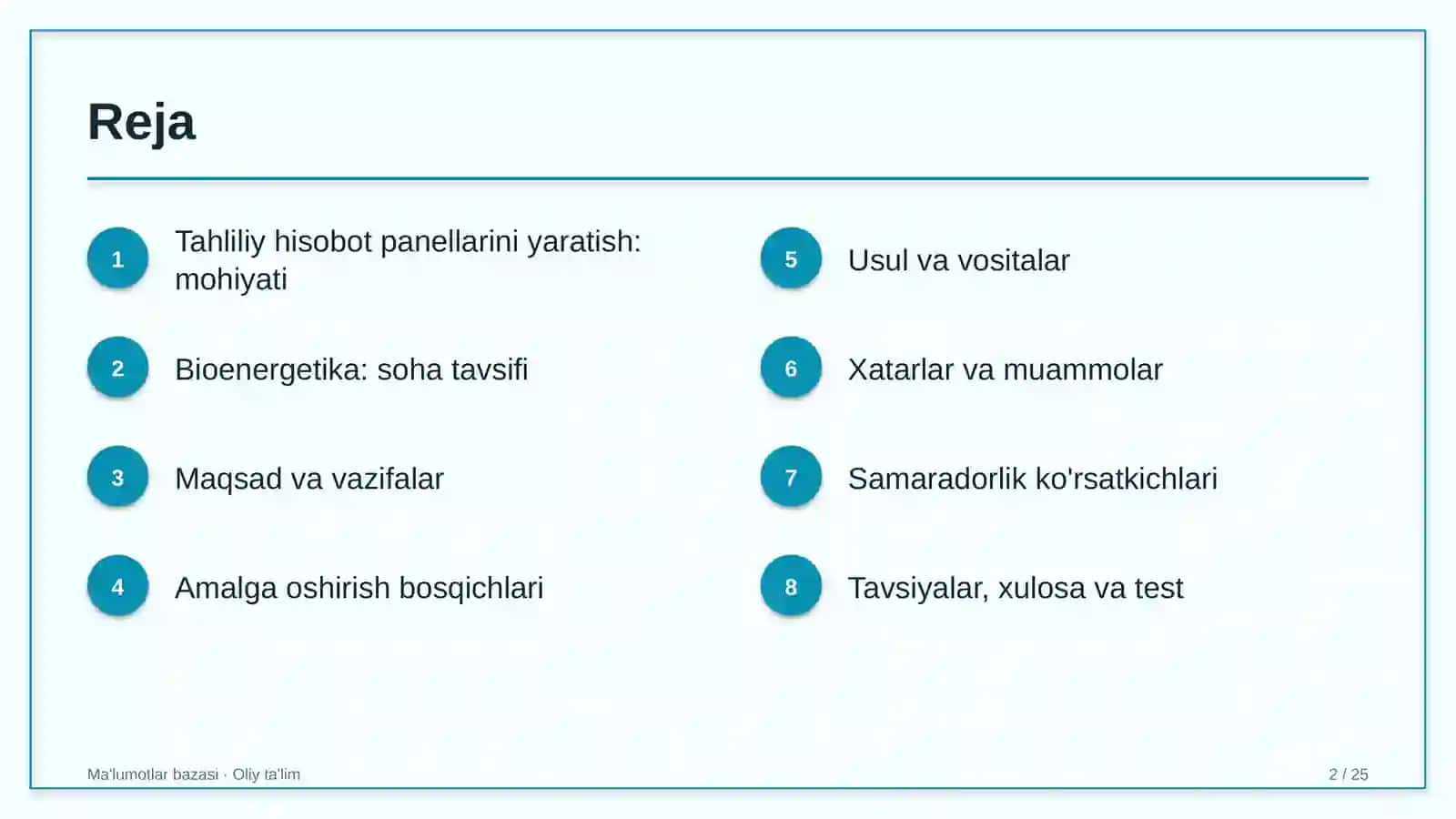 Bioenergetikada tahliliy hisobot panellarini (dashboard) yaratish 2