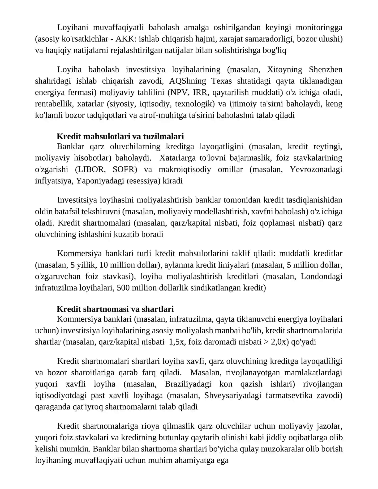 Investitsiya loyihalarini moliyalashtirishda tijorat banklarining o'rni 2