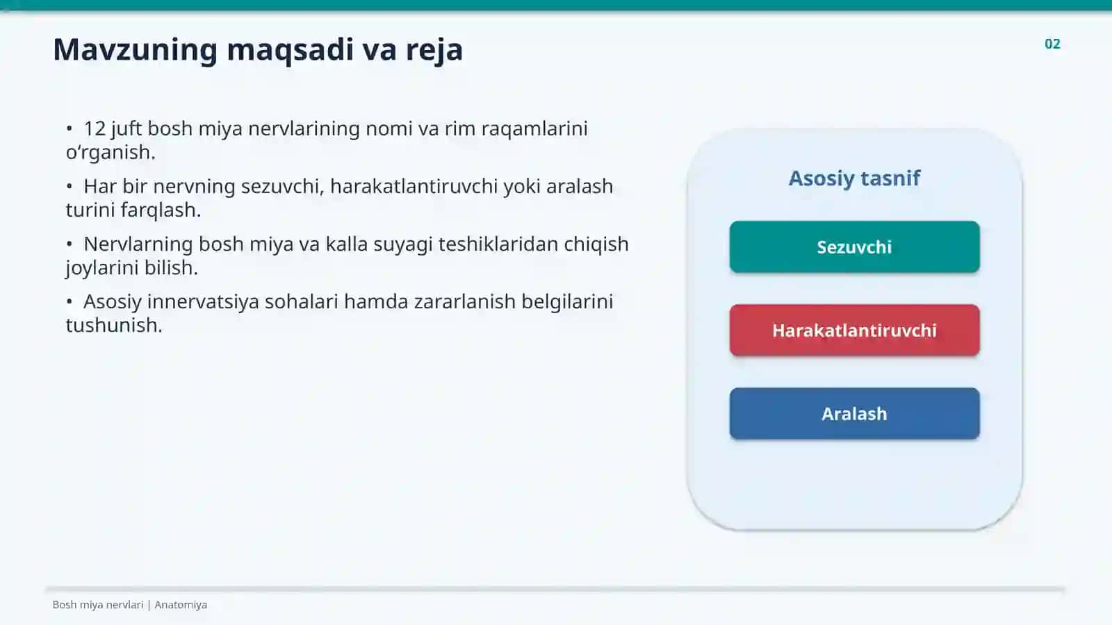 O‘N IKKI JUFT BOSH MIYA NERVLARI 2