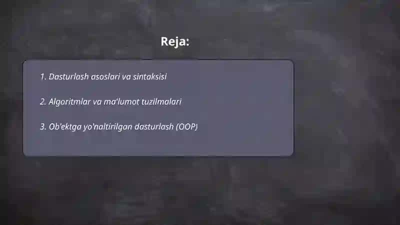 Dasturlash asoslari va sintaksisi 2