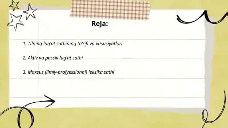 Tilning lugʻat sathi 2