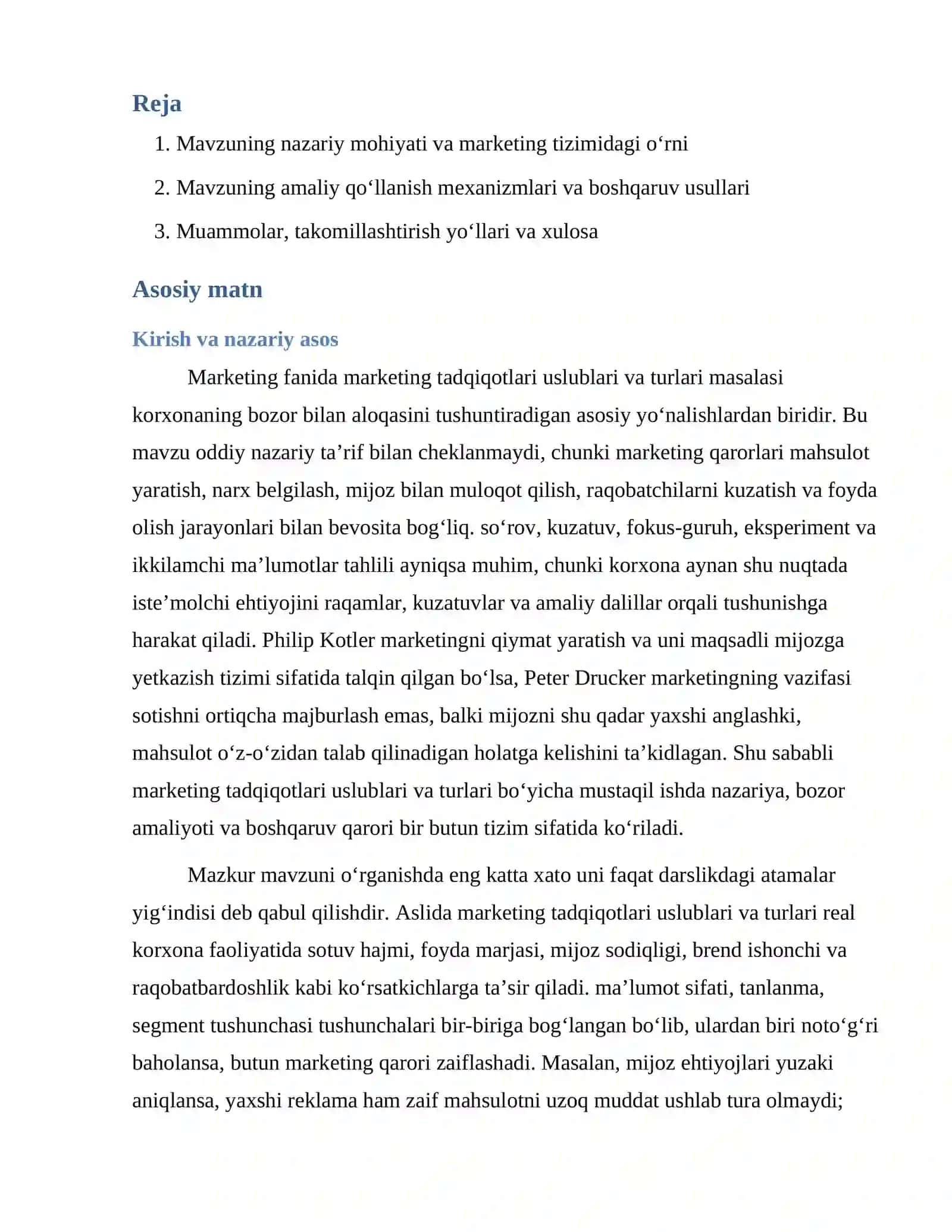 Marketing tadqiqotlari uslublari va turlari 2