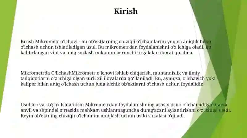 Mikrometrda OʻLchash 2