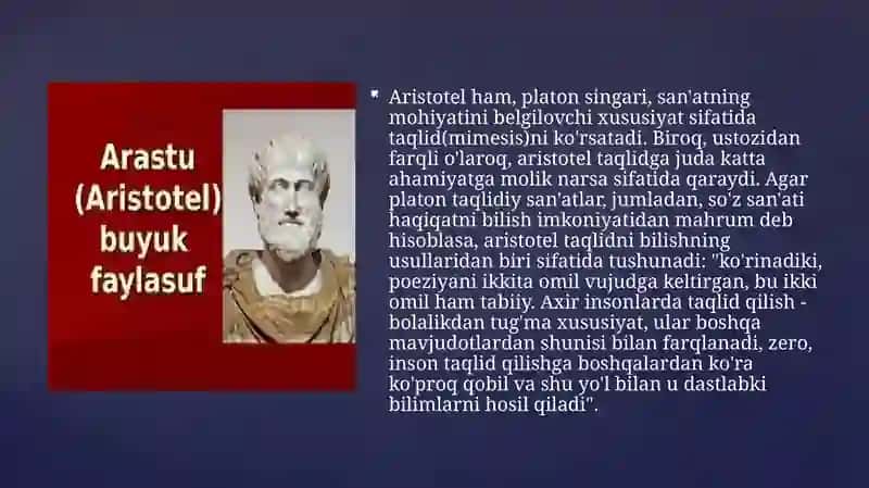 Aristotelning poetika asarini o`rganish 2