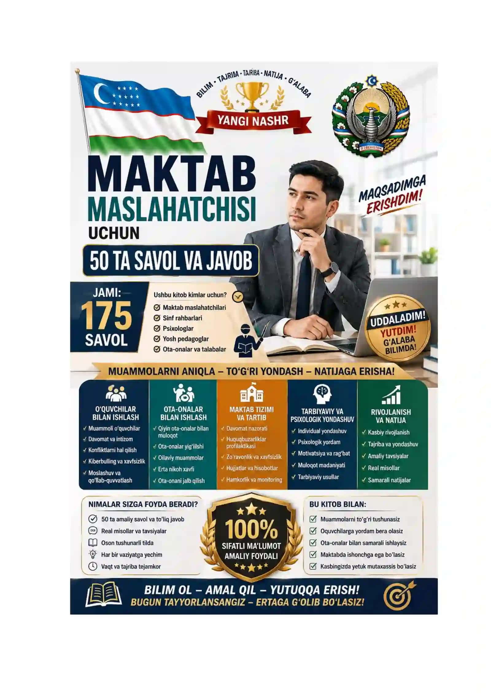 MAKTAB MASLAHATCHISI UCHUN 50 TA SAVOL VA JAVOB 2