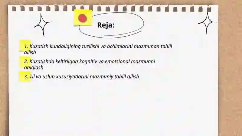 Kuzatish kundaligi mazmunining tahlili 2