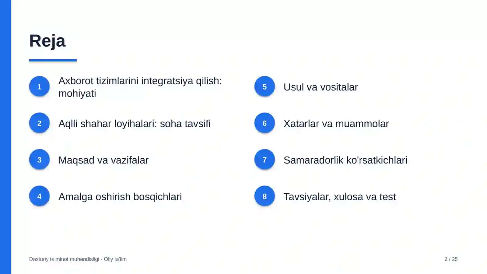DASTURIY TA'MINOT MUHANDISLIGI · OLIY TA'LIM 2