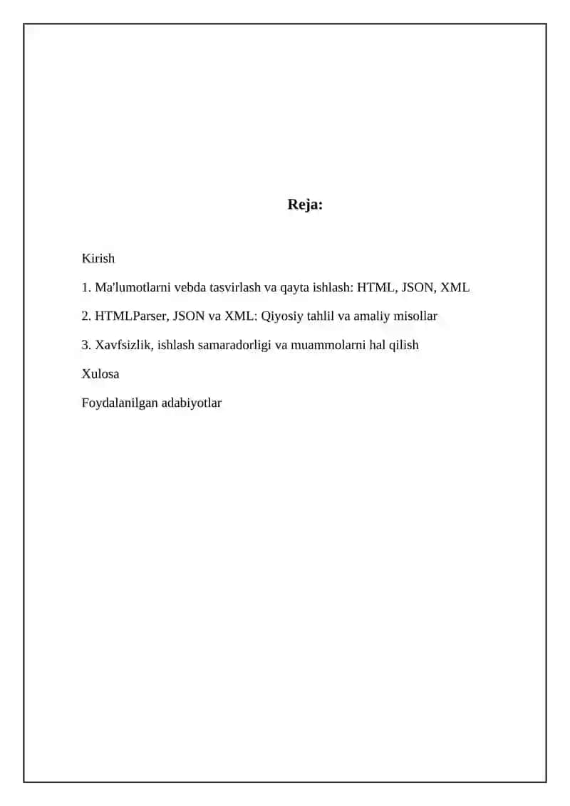 Internetda ma`lumotlarni tasvirlash va qayta ishlash (htmlparser, json, xml) 2