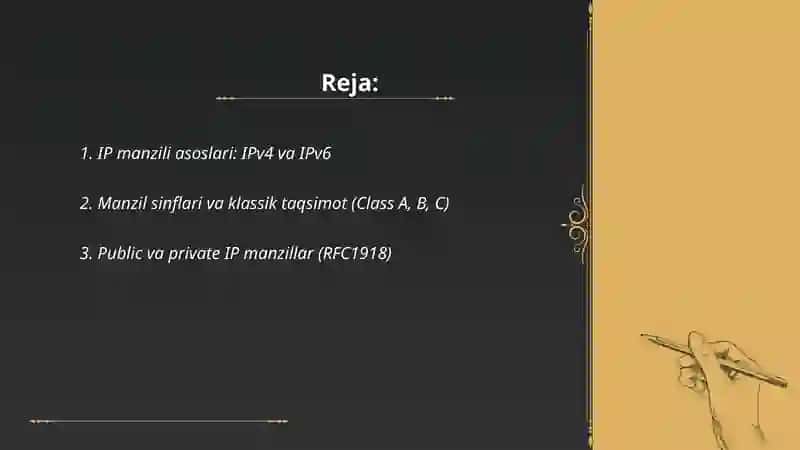 IP manzilini boshqarish va subnetting 2