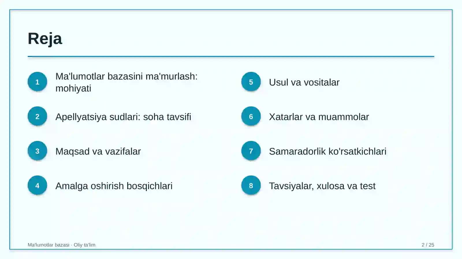 Apellyatsiya sudlarida ma'lumotlar bazasini ma'murlash 2