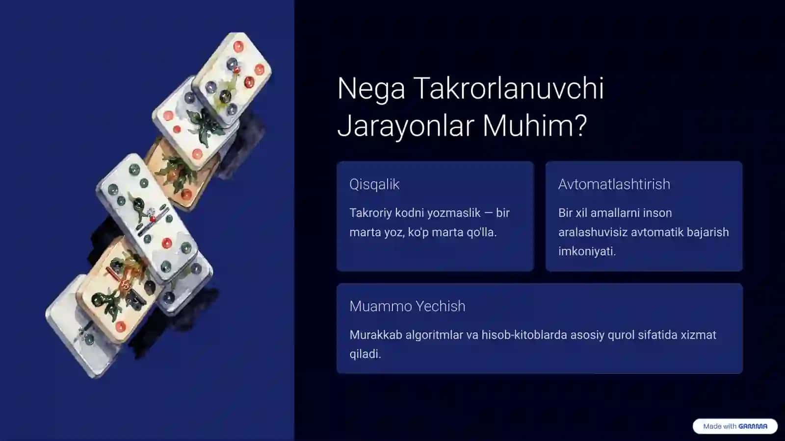 Takrorlanuvchi Jarayonlar va Sikl Operatorlari 2