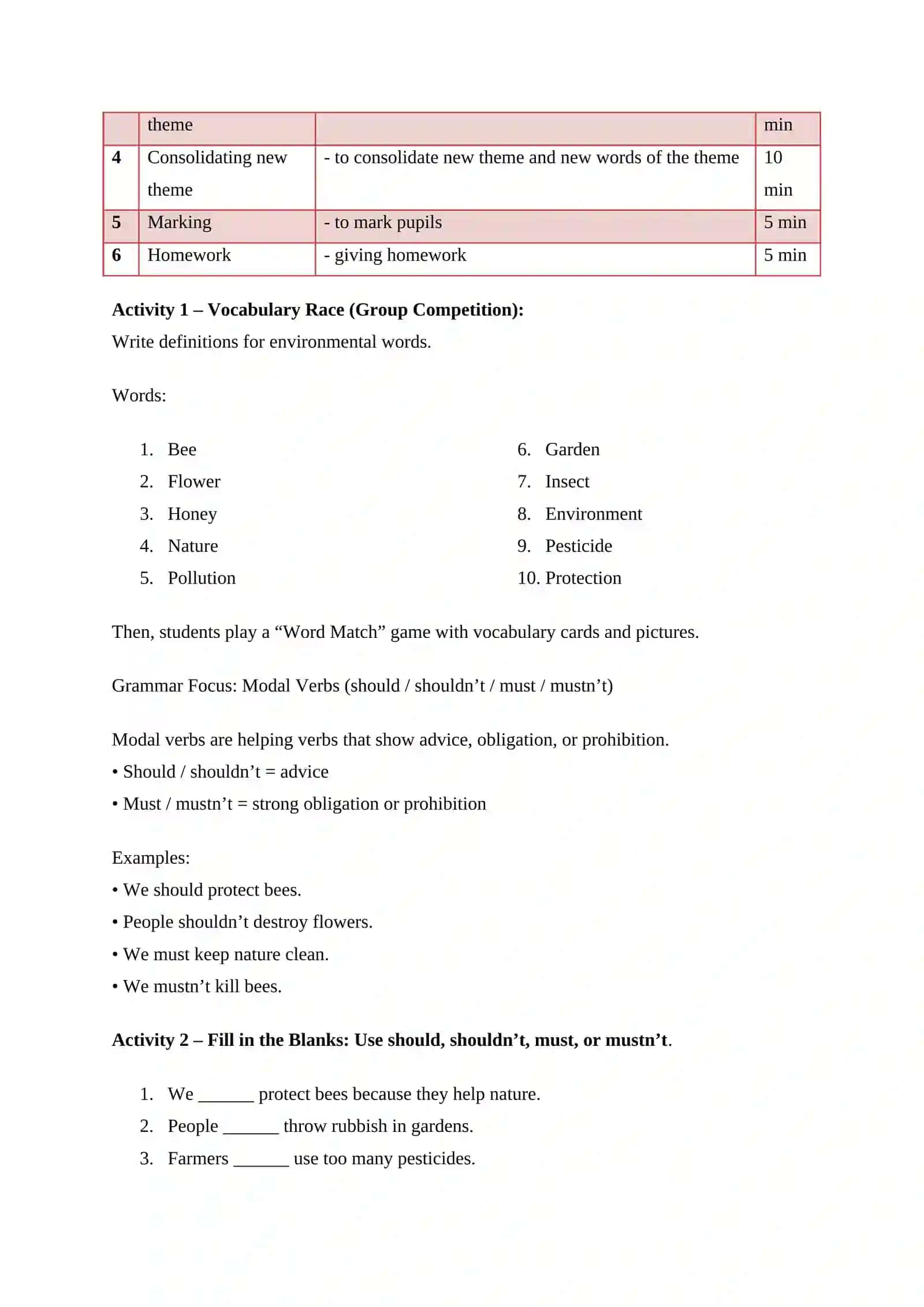 English Lesson: Save the Bees 2
