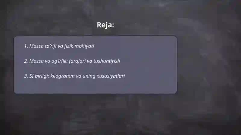 Massa va uning birliklari 2