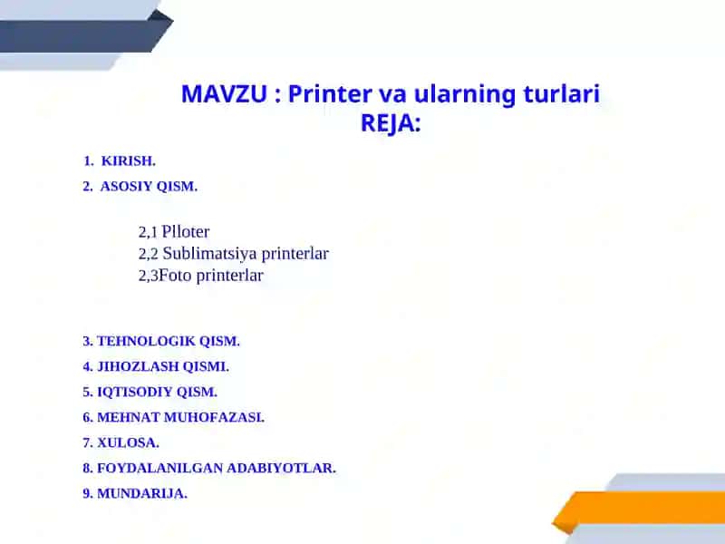 Printer va ularning turlari 2