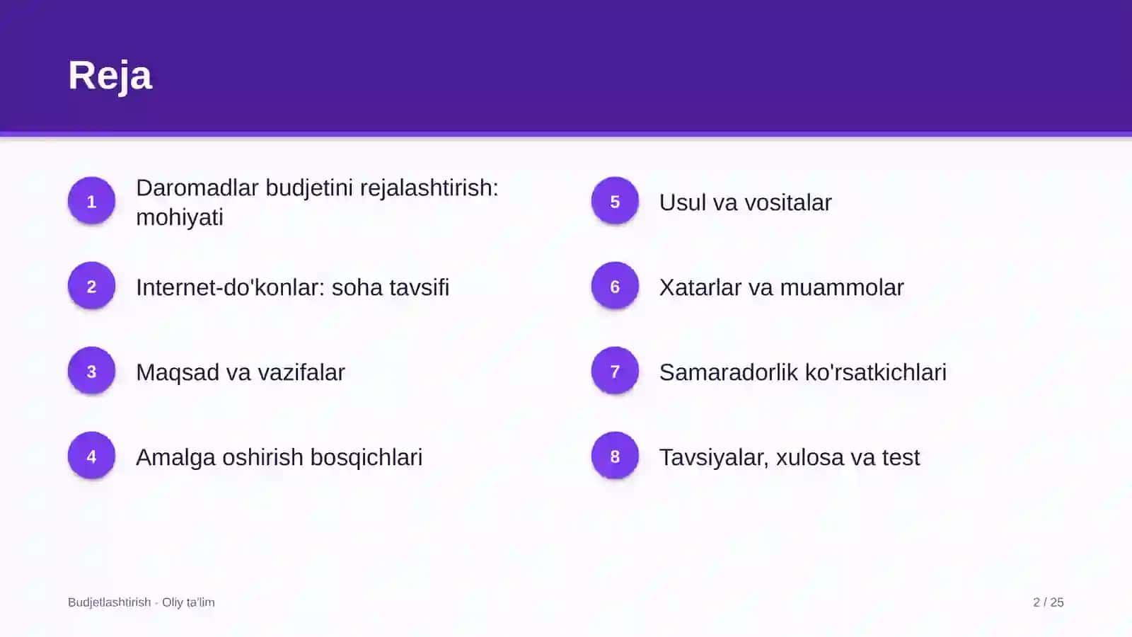 Internet-do'konlarda daromadlar budjetini rejalashtirish 2