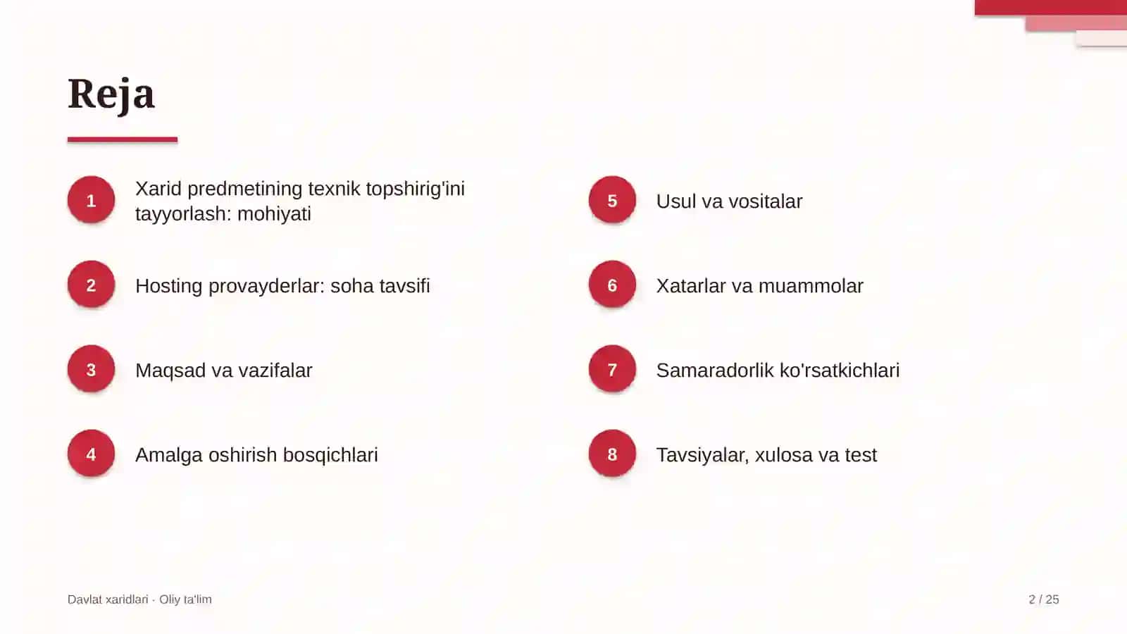 Hosting provayderlarida xarid predmetining texnik topshirig'ini tayyorlash 2