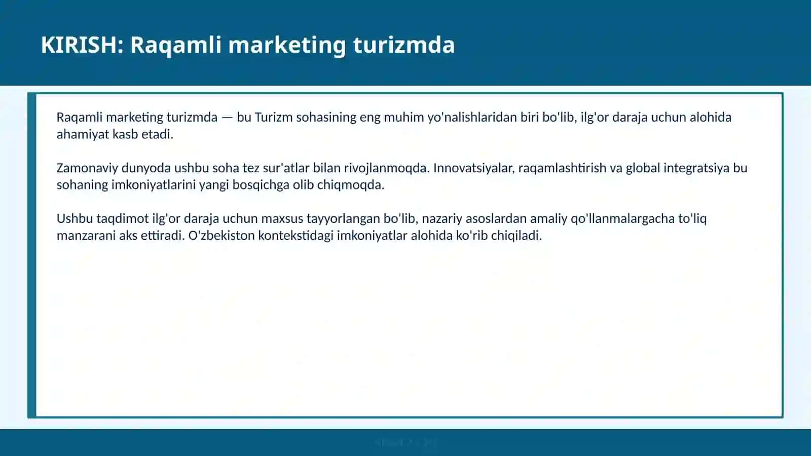 RAQAMLI MARKETING TURIZMDA 2