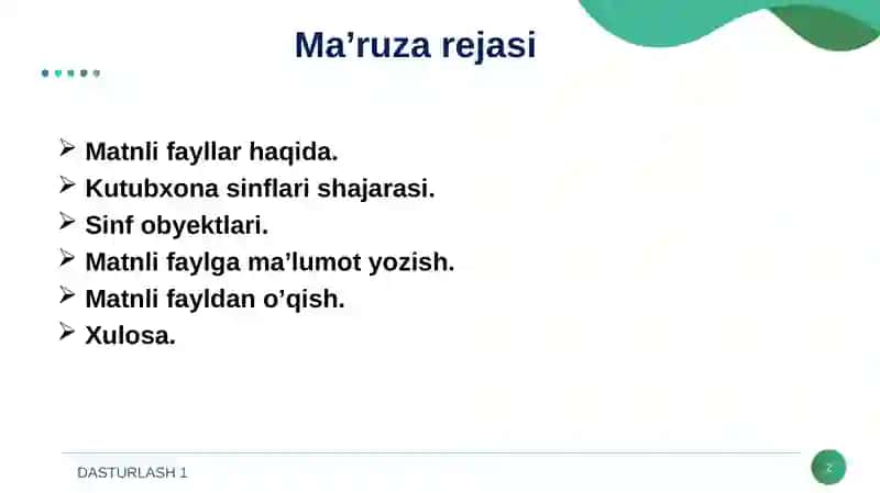 MATNLI FAYLLAR BILAN ISHLASH OPERATORLARI 2