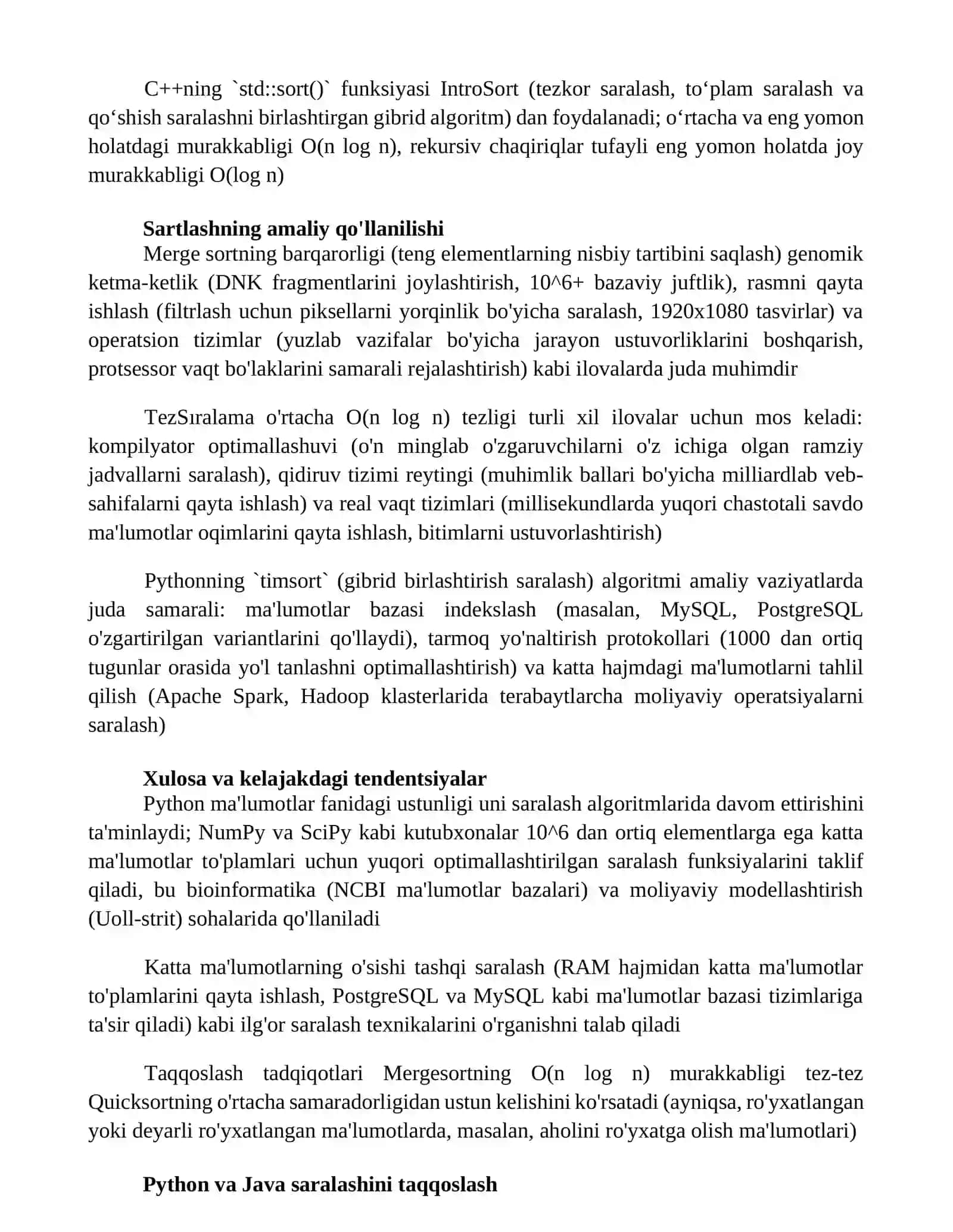Python va boshqa tillarga oid saralash dasturlari 2