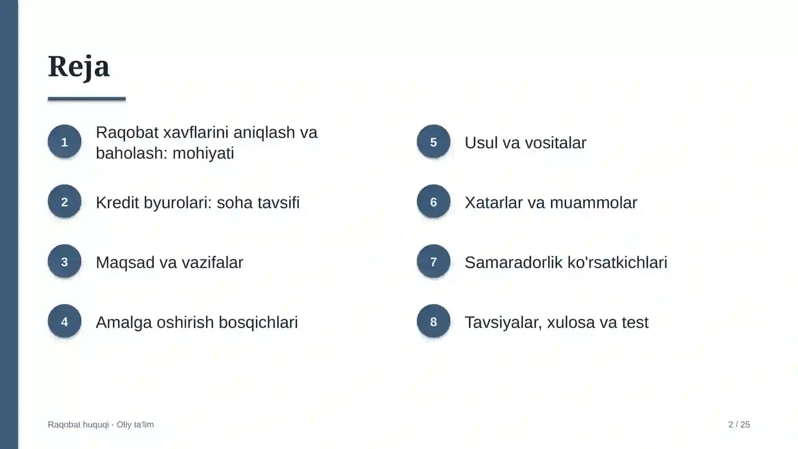 Kredit byurolarida raqobat xavflarini aniqlash va baholash 2