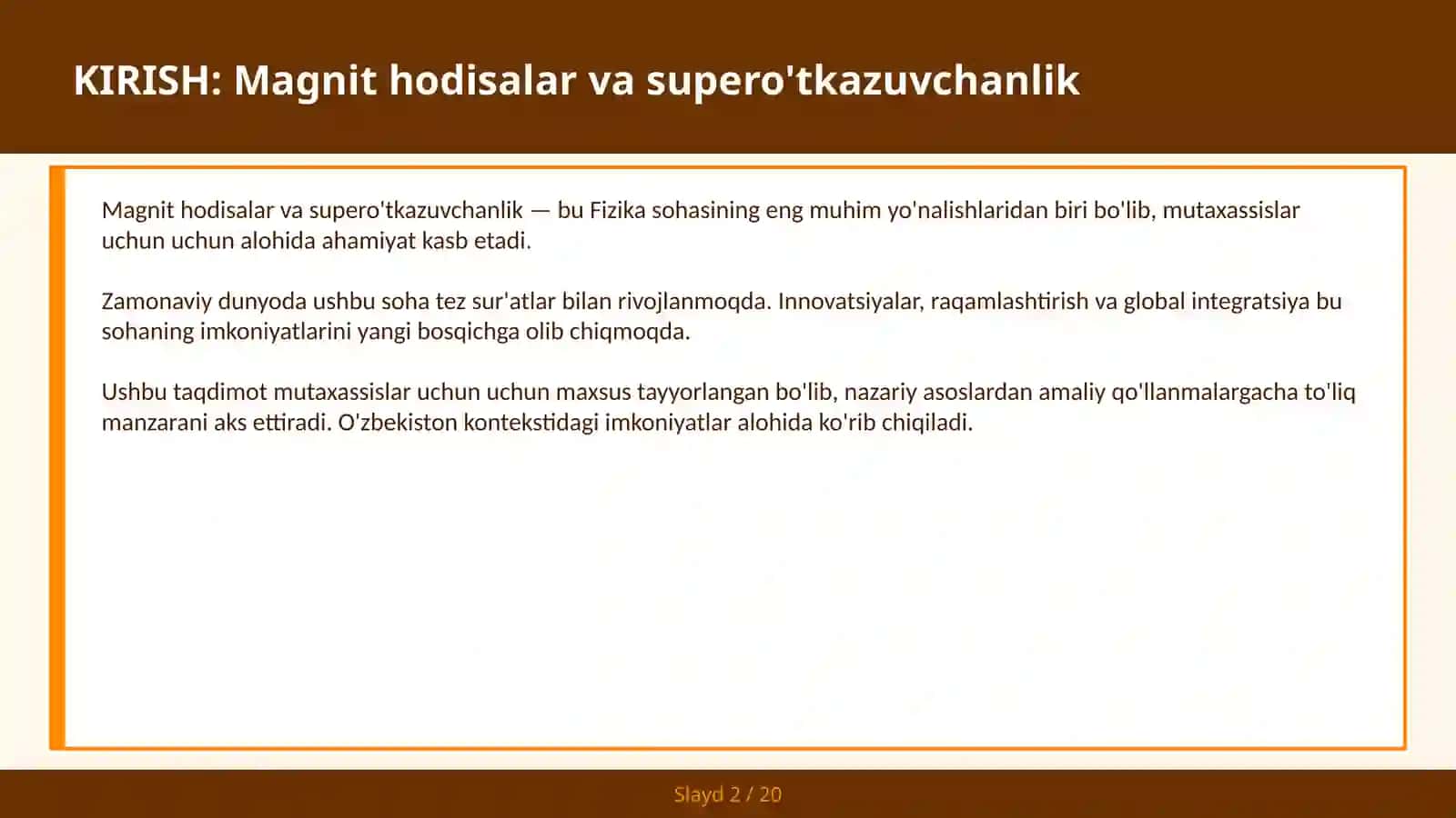 Magnit hodisalar va supero'tkazuvchanlik 2
