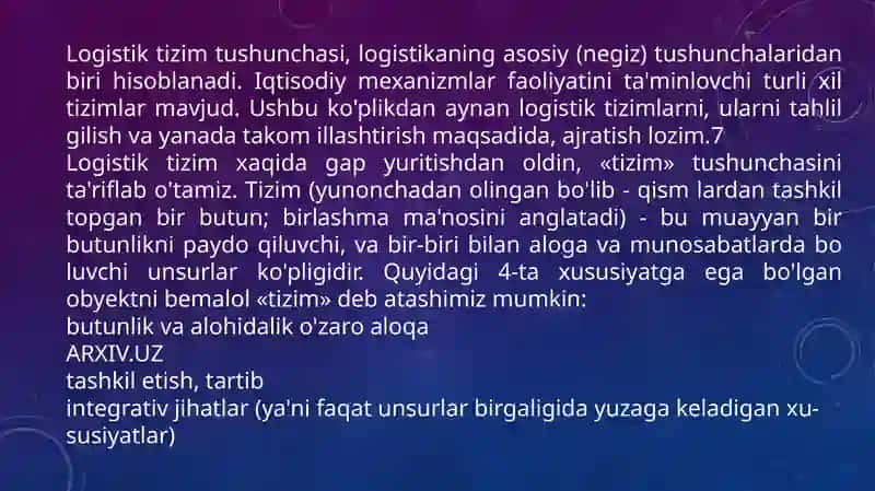 Logistik tizimlar 2