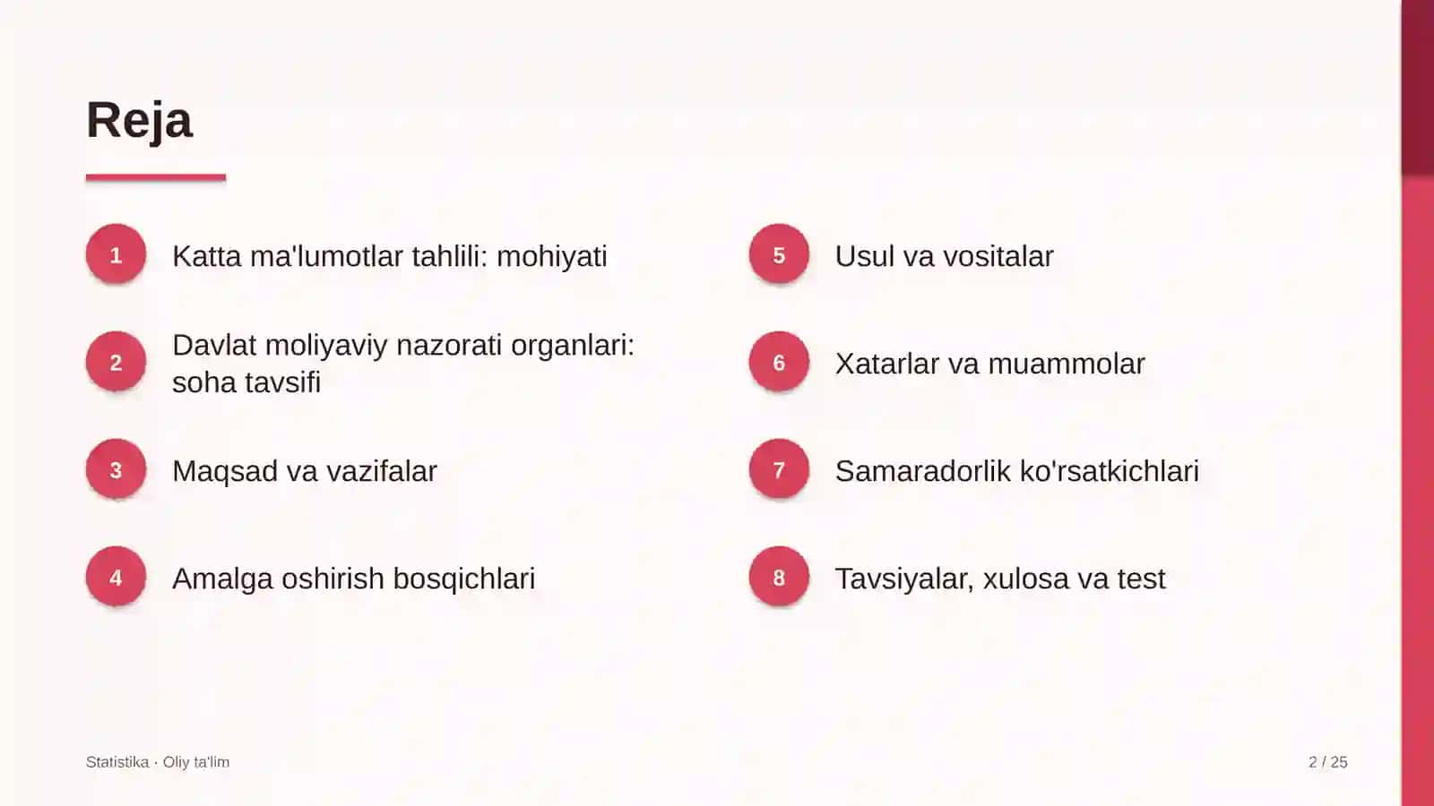 Statistika · Oliy ta'lim 2