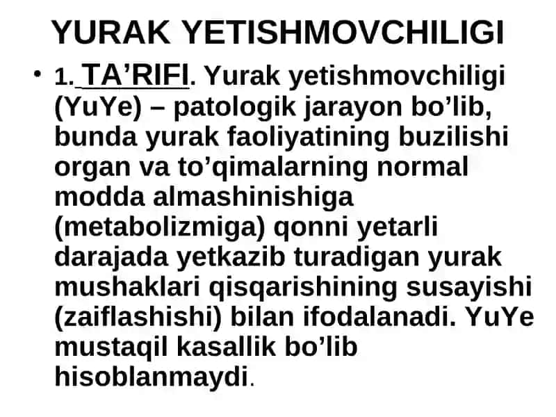 SURUNKALI YURAK YETISHMOVCHILIGI 2