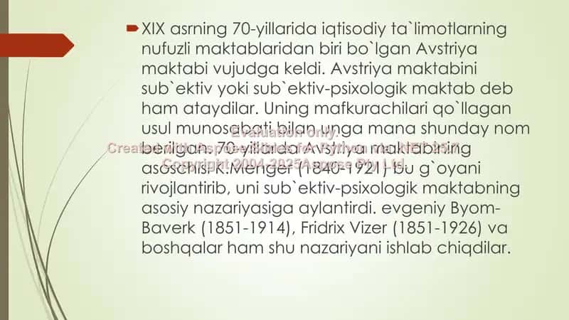 Avstriya maktabi va uning xususiyatlari 2