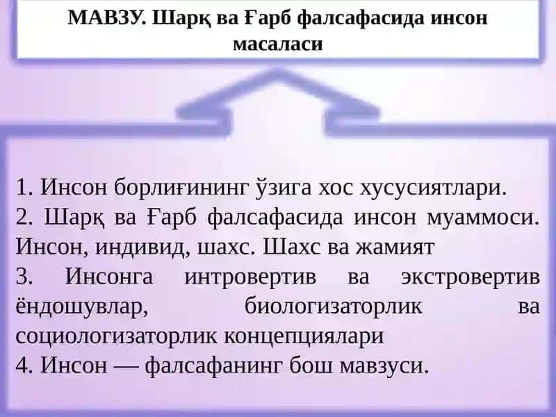 Sharq va G'arb falsafasida inson masalasi 2