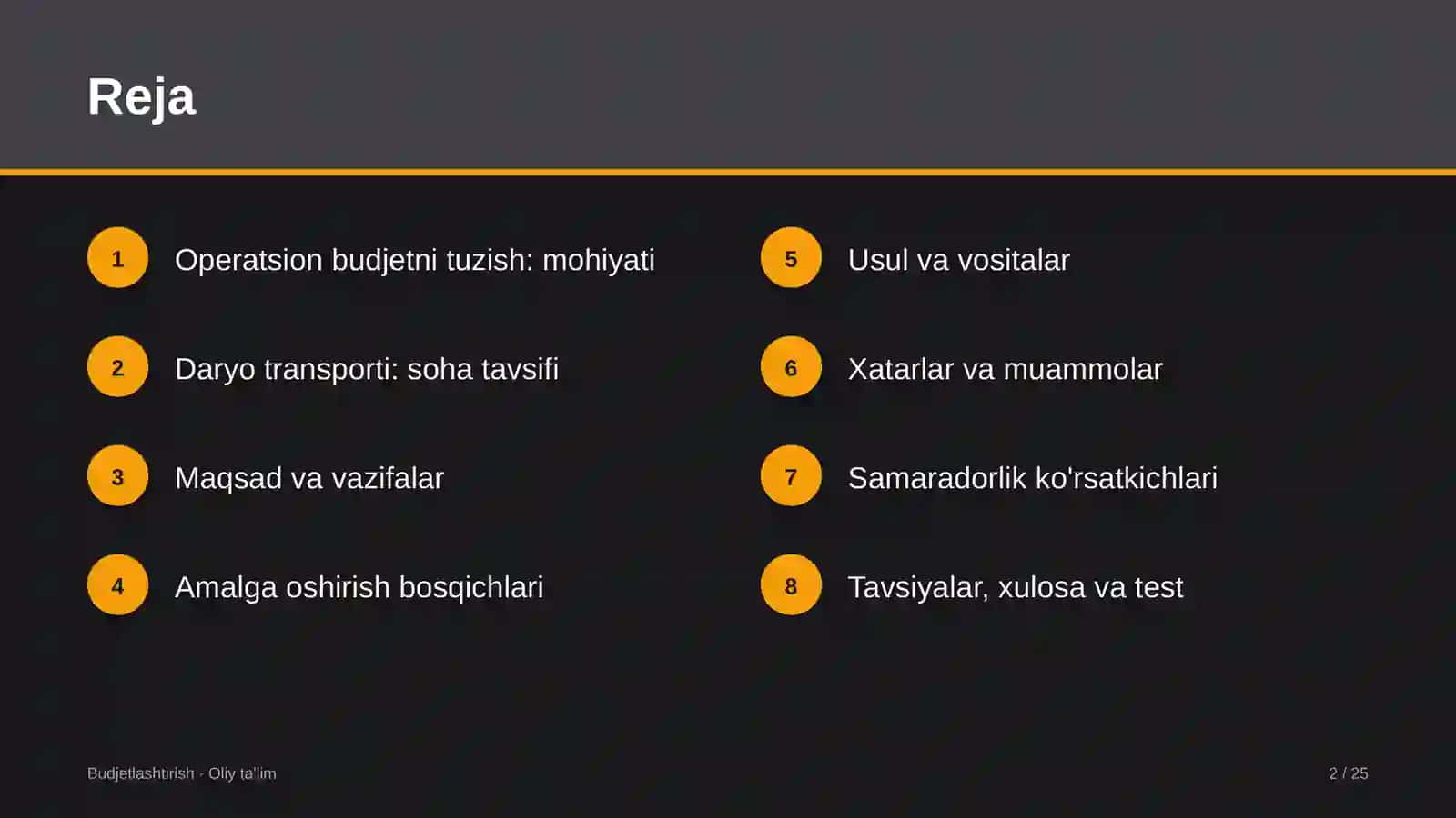 Operatsion budjetni tuzish: mohiyati 2