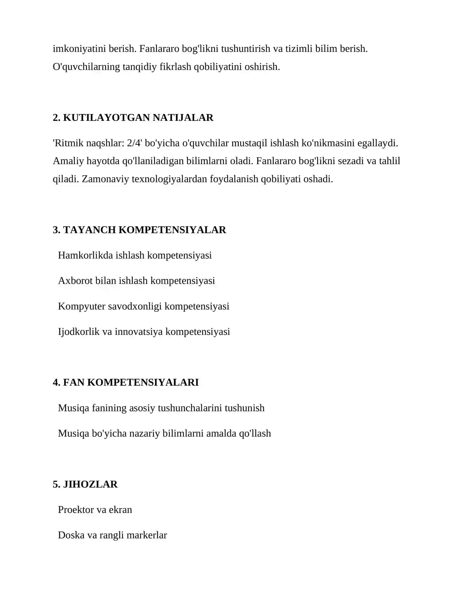 Ritmik naqshlar: 2/4 2