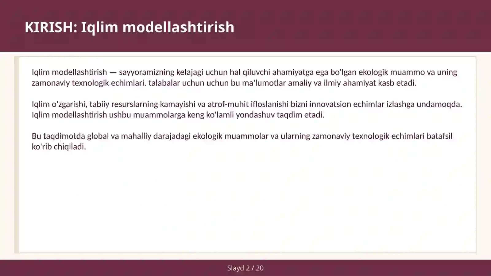 Iqlim modellashtirish 2